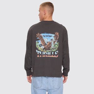 THRILLS Seen & Heard Oversize Box Crop Long Sleeve Tee - Dark Merch Black