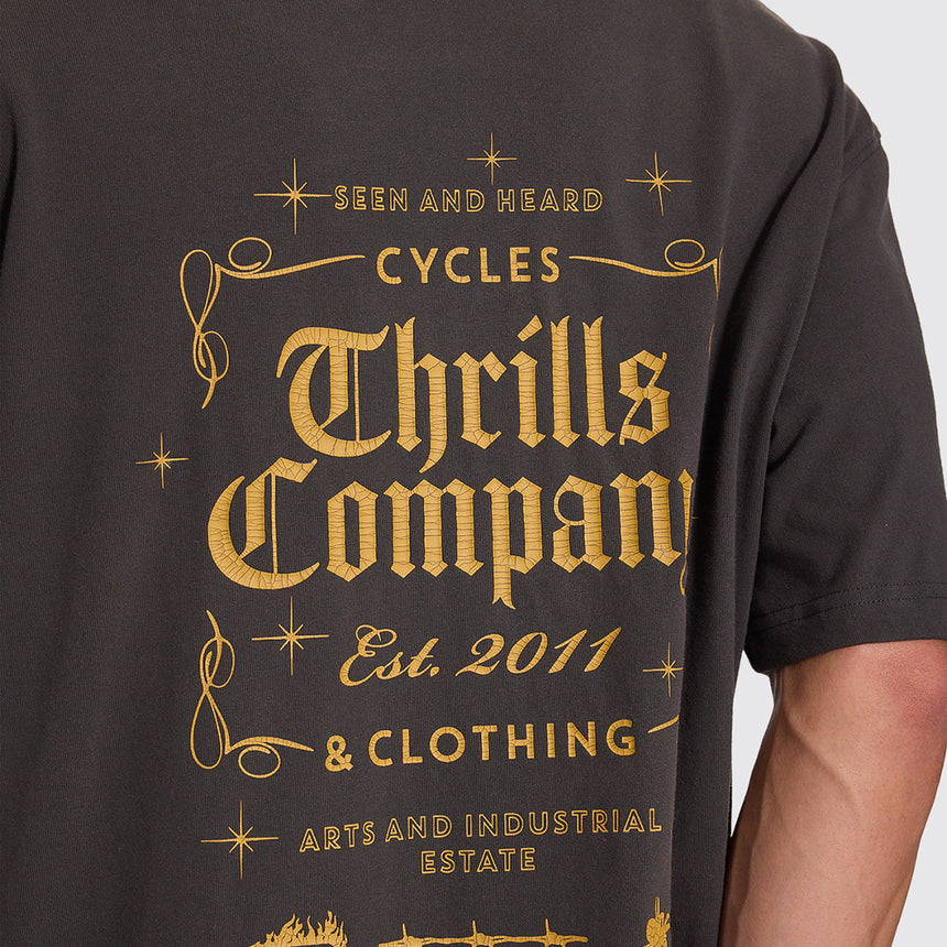 THRILLS Seen & Heard Oversize Box Crop Tee - Dark Merch Black