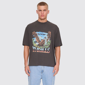 THRILLS Seen & Heard Oversize Box Crop Tee - Dark Merch Black