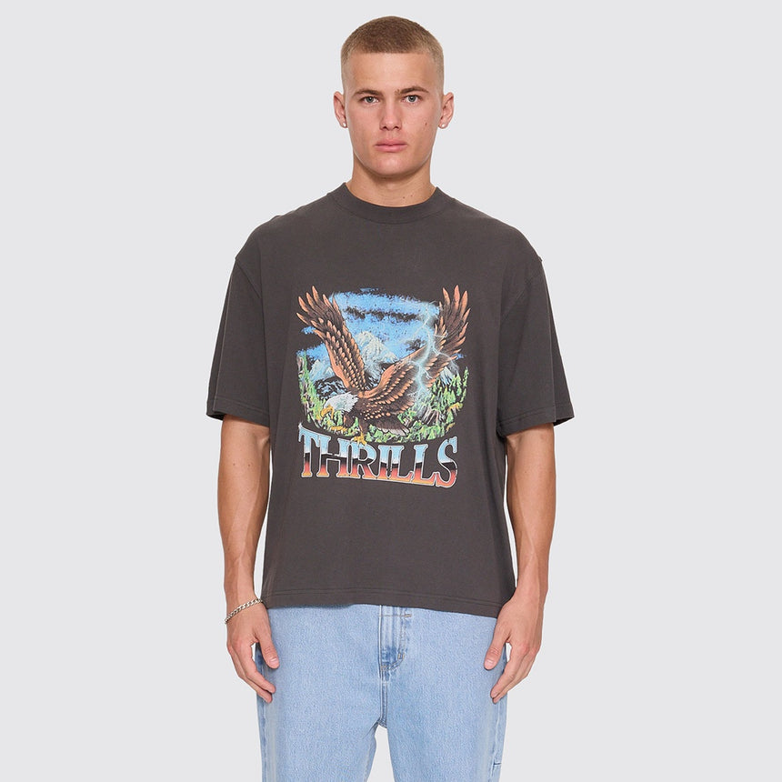 THRILLS Seen & Heard Oversize Box Crop Tee - Dark Merch Black