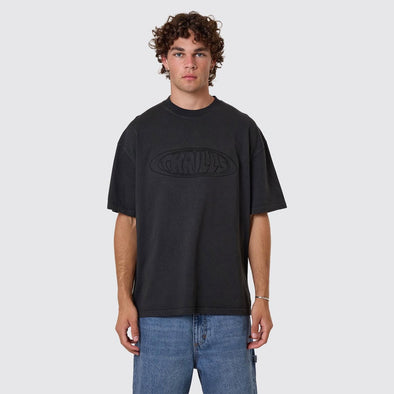 THRILLS Shadowless Embroidered Oversize Box Fit Tee - Pirate Black