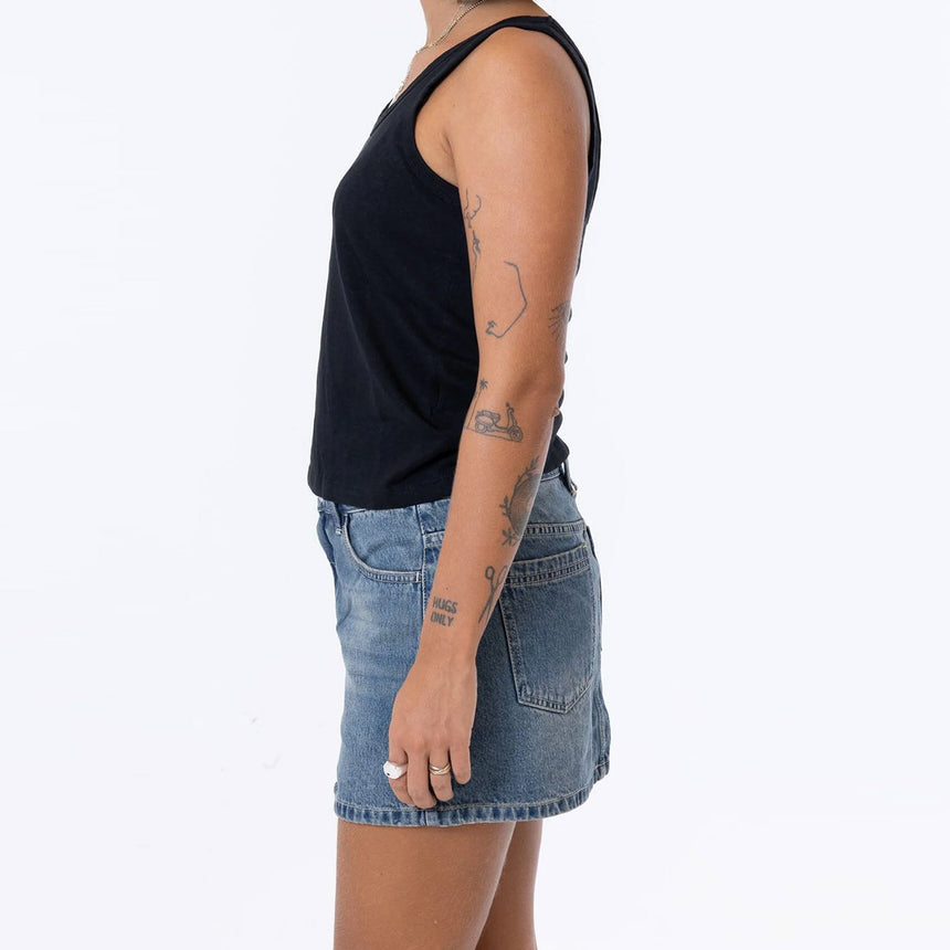 THRILLS Sophie Mid Rise Mini Skirt - Deep Vintage Blue