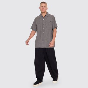 THRILLS Split Decision Short Sleeve Check Shirt - Black