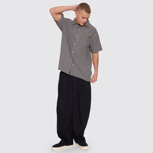 THRILLS Split Decision Short Sleeve Check Shirt - Black