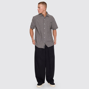 THRILLS Split Decision Short Sleeve Check Shirt - Black