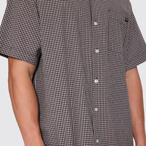 THRILLS Split Decision Short Sleeve Check Shirt - Black