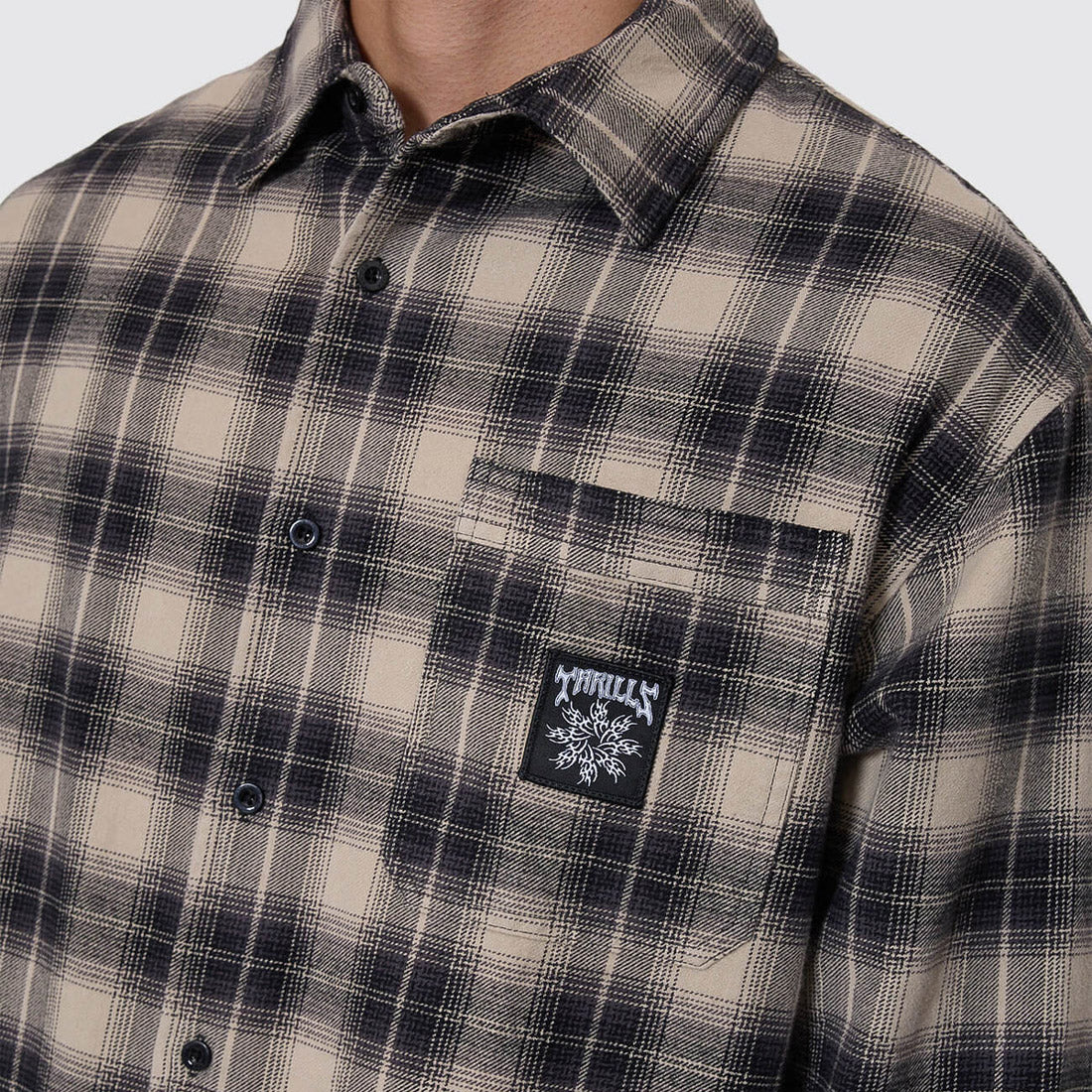 THRILLS Stagger Barrio Long Sleeve Flannel Shirt - Black