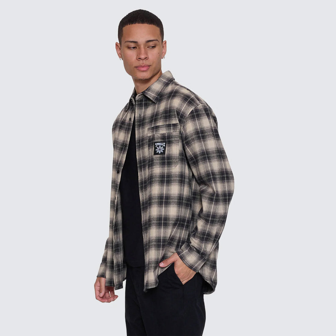THRILLS Stagger Barrio Long Sleeve Flannel Shirt - Black