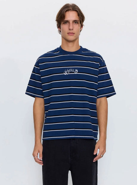 THRILLS Stagger Big Stripe Oversize Box Crop Tee - Black