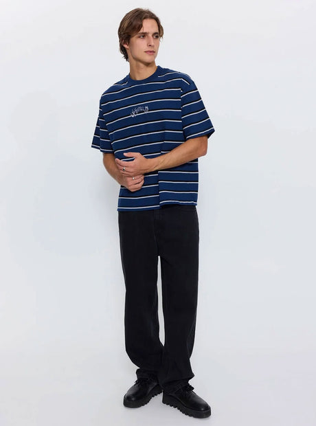 THRILLS Stagger Big Stripe Oversize Box Crop Tee - Black