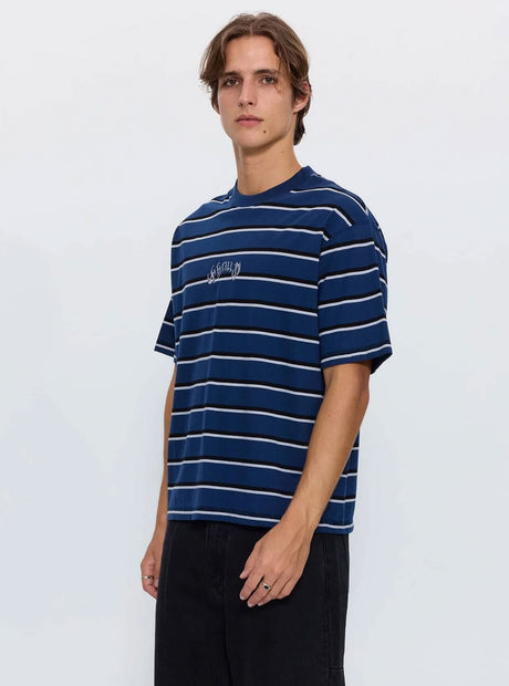 THRILLS Stagger Big Stripe Oversize Box Crop Tee - Black