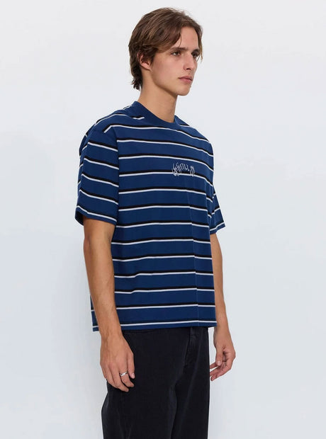 THRILLS Stagger Big Stripe Oversize Box Crop Tee - Black