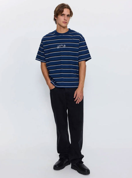 THRILLS Stagger Big Stripe Oversize Box Crop Tee - Black