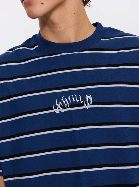 THRILLS Stagger Big Stripe Oversize Box Crop Tee - Black