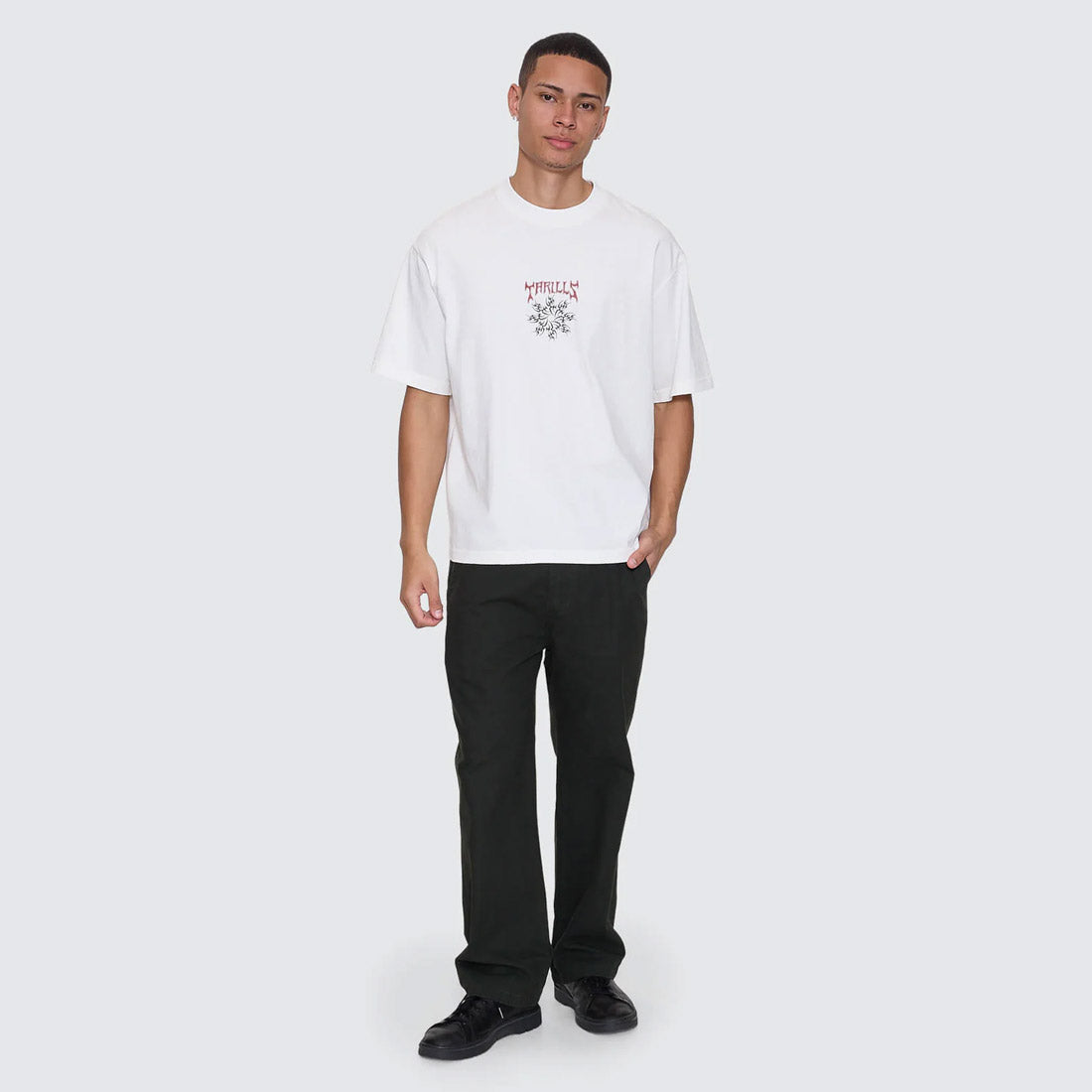 THRILLS Stagger Box Fit Oversize Cropped Tee - Snow White