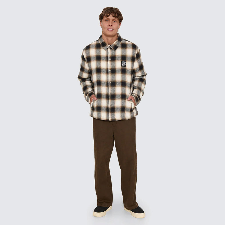 THRILLS Stagger Cropped Flannel Jacket - Black