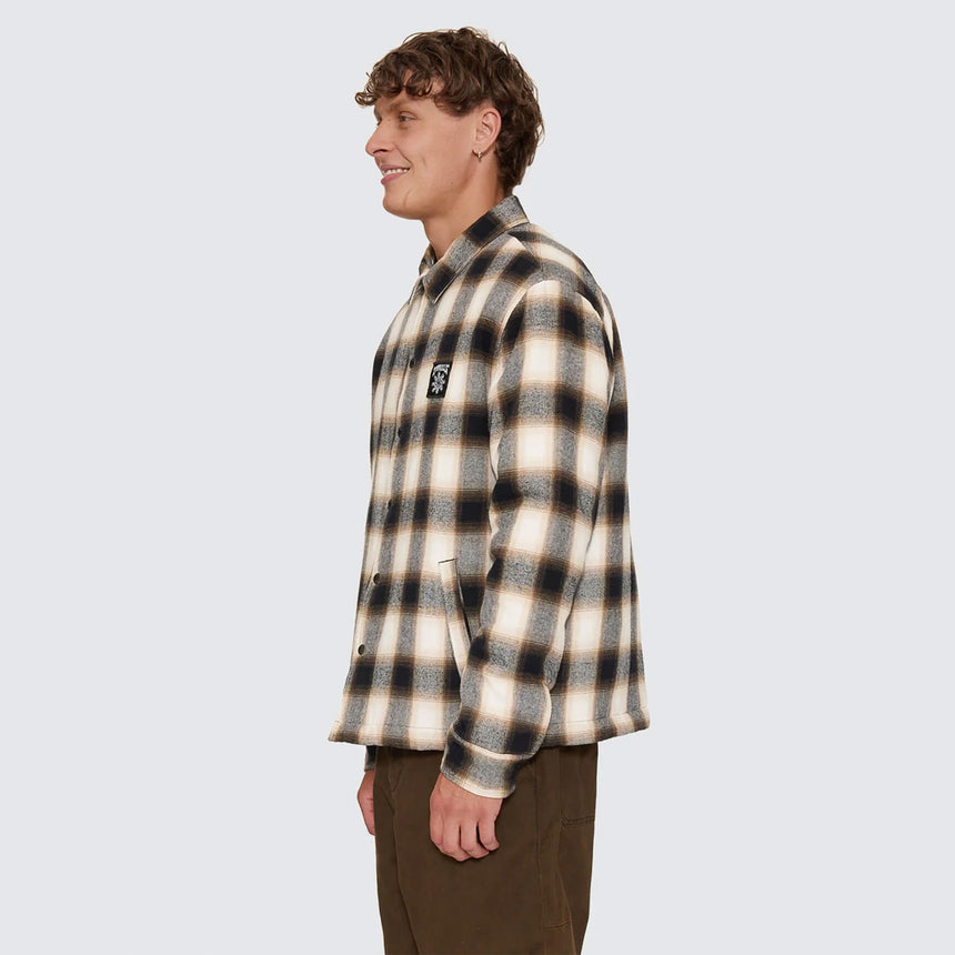 THRILLS Stagger Cropped Flannel Jacket - Black
