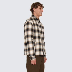 THRILLS Stagger Cropped Flannel Jacket - Black