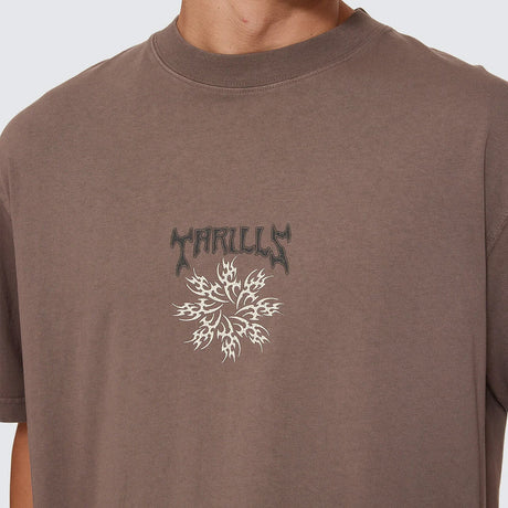 THRILLS Stagger Oversize Box Crop Tee - Clay Smoke