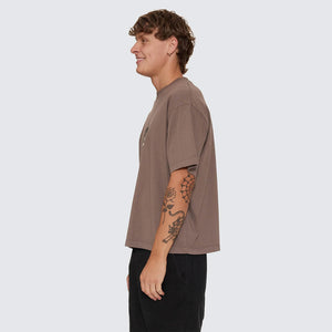THRILLS Stagger Oversize Box Crop Tee - Clay Smoke