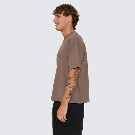 THRILLS Stagger Oversize Box Crop Tee - Clay Smoke
