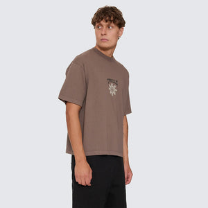 THRILLS Stagger Oversize Box Crop Tee - Clay Smoke