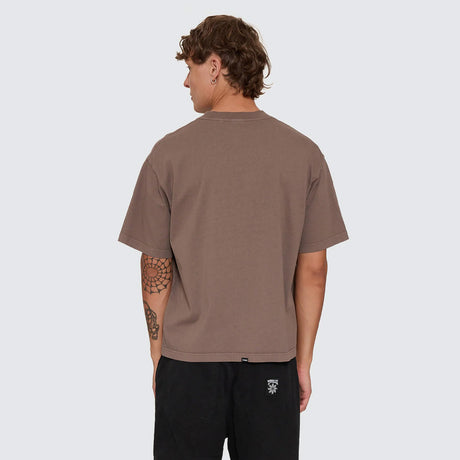 THRILLS Stagger Oversize Box Crop Tee - Clay Smoke