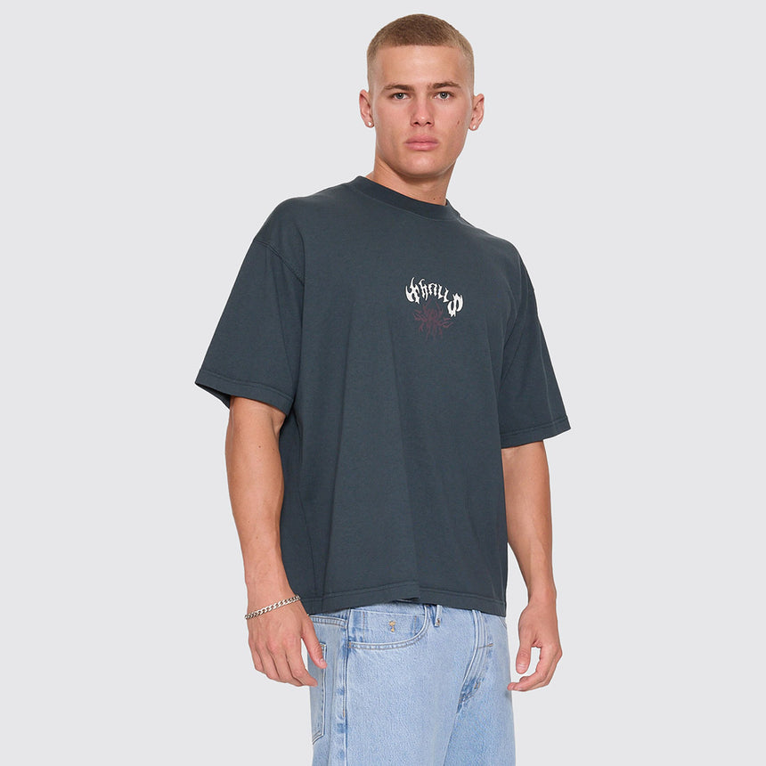 THRILLS Stagger Oversize Box Crop Tee - Petrol