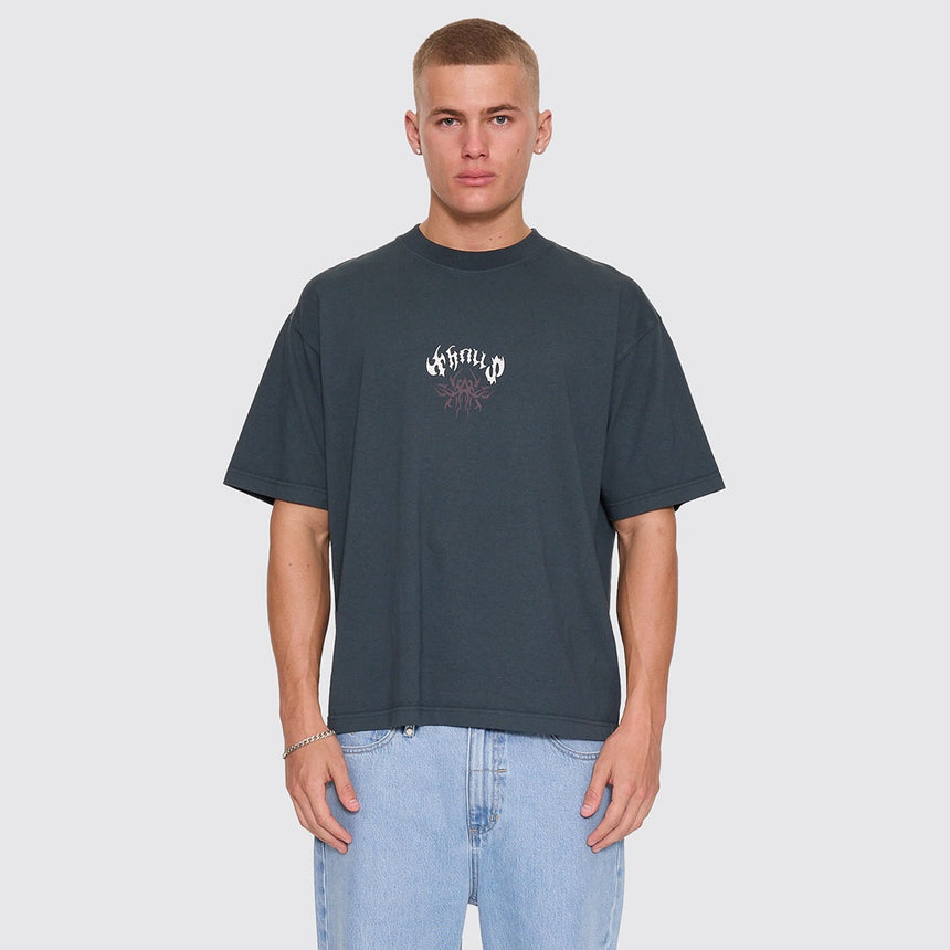 THRILLS Stagger Oversize Box Crop Tee - Petrol