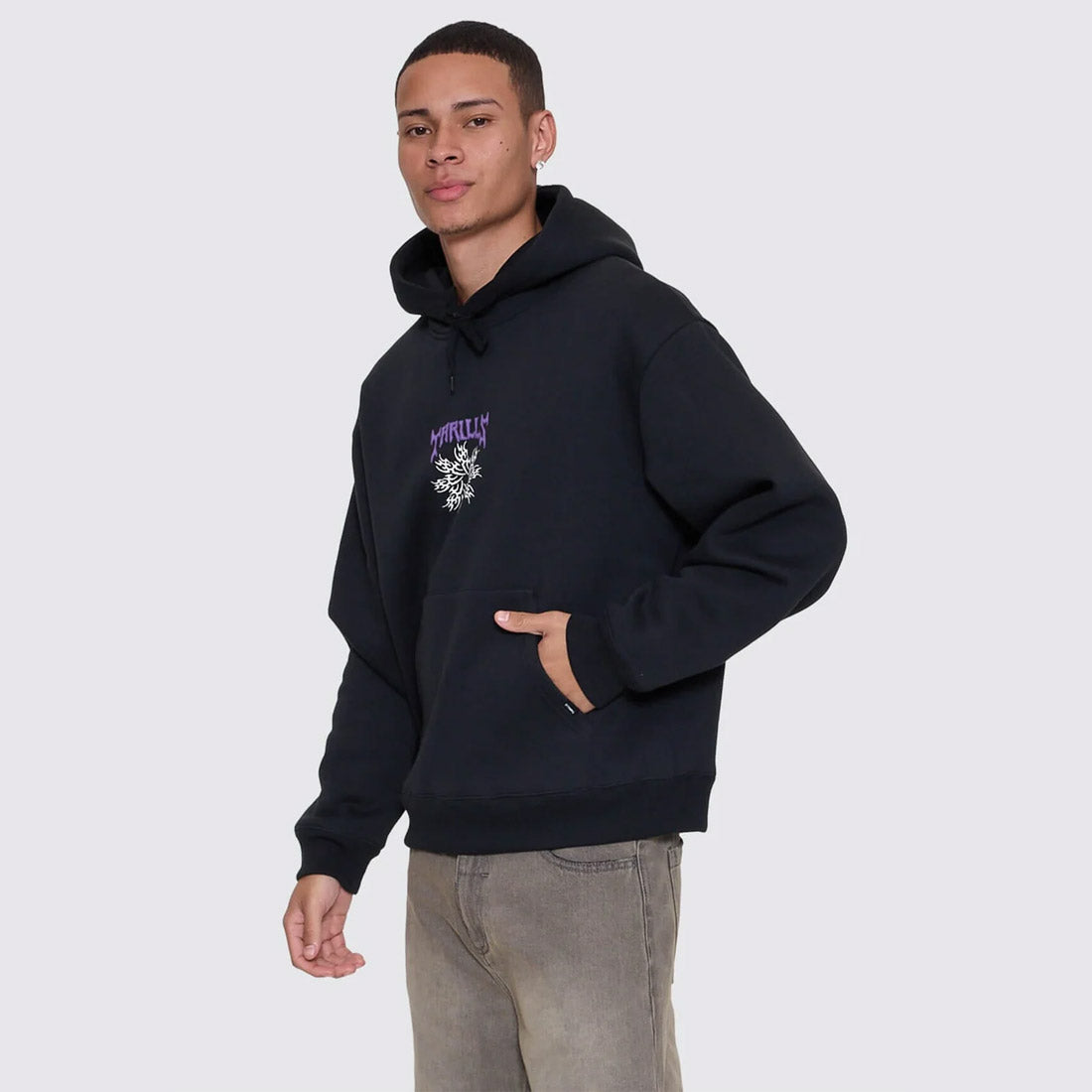 THRILLS Stagger Slouch Pull On Cropped Hood - Petrol