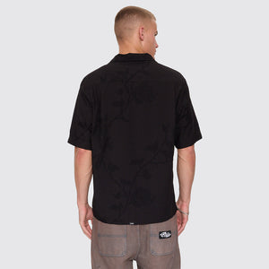 THRILLS Time Will Tell Cropped Bowling Shirt - Black