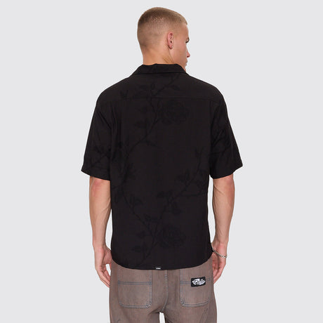 THRILLS Time Will Tell Cropped Bowling Shirt - Black