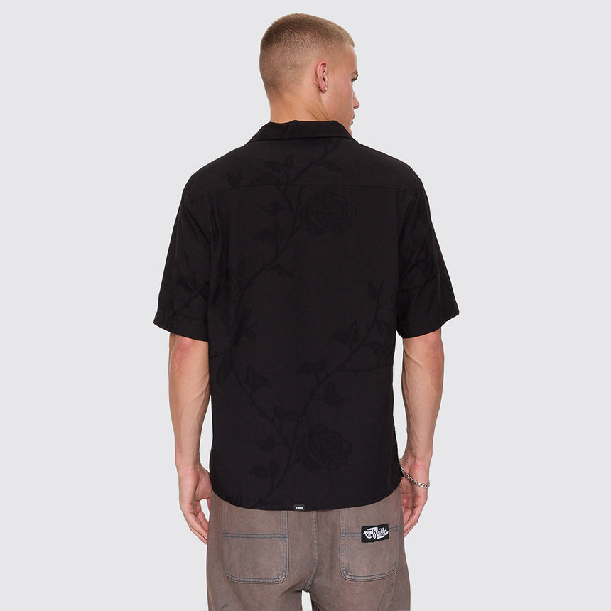 THRILLS Time Will Tell Cropped Bowling Shirt - Black