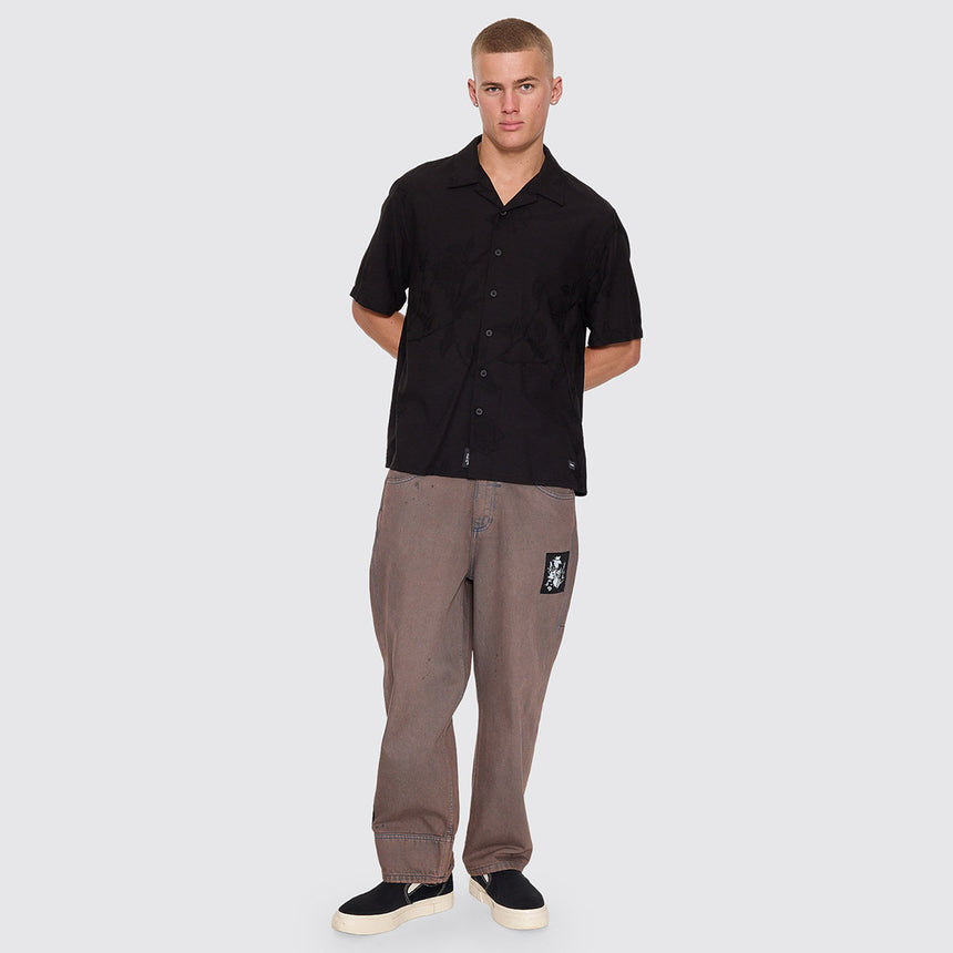 THRILLS Time Will Tell Cropped Bowling Shirt - Black