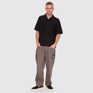 THRILLS Time Will Tell Cropped Bowling Shirt - Black