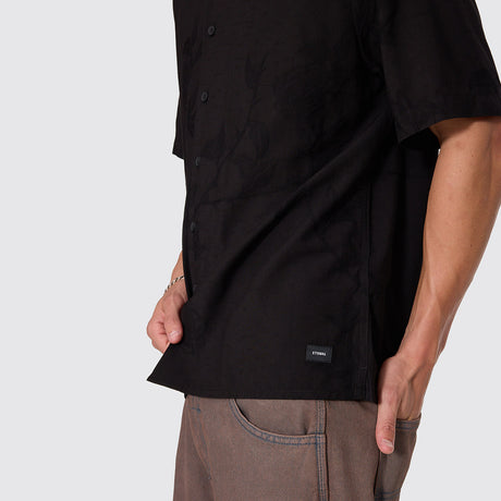 THRILLS Time Will Tell Cropped Bowling Shirt - Black