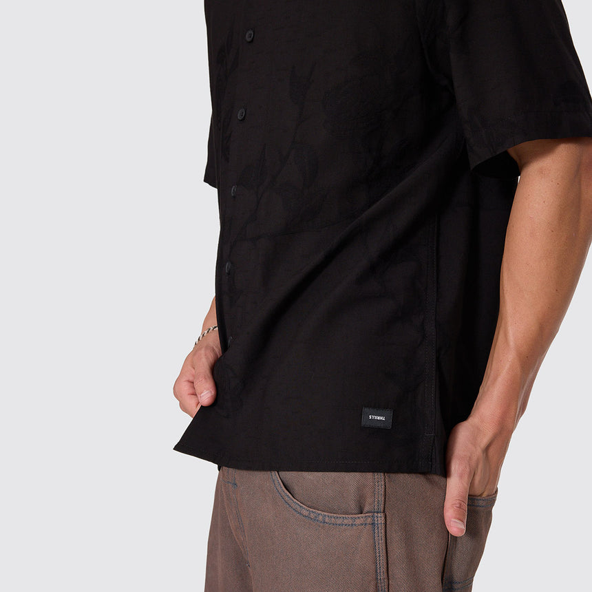 THRILLS Time Will Tell Cropped Bowling Shirt - Black