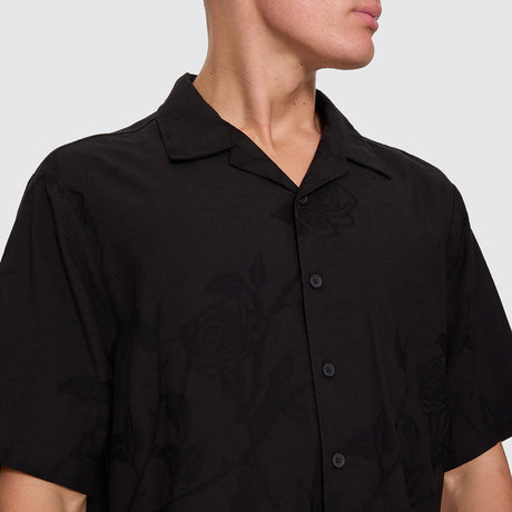 THRILLS Time Will Tell Cropped Bowling Shirt - Black