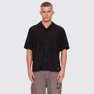 THRILLS Time Will Tell Cropped Bowling Shirt - Black