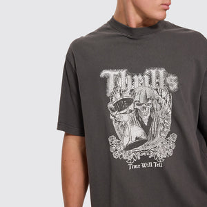THRILLS Time Will Tell Oversize Box Crop Tee - Dark Merch Black