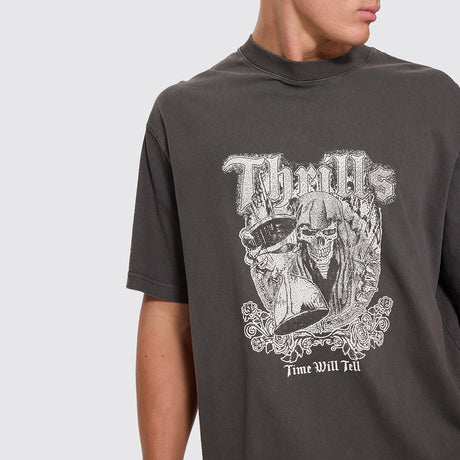 THRILLS Time Will Tell Oversize Box Crop Tee - Dark Merch Black
