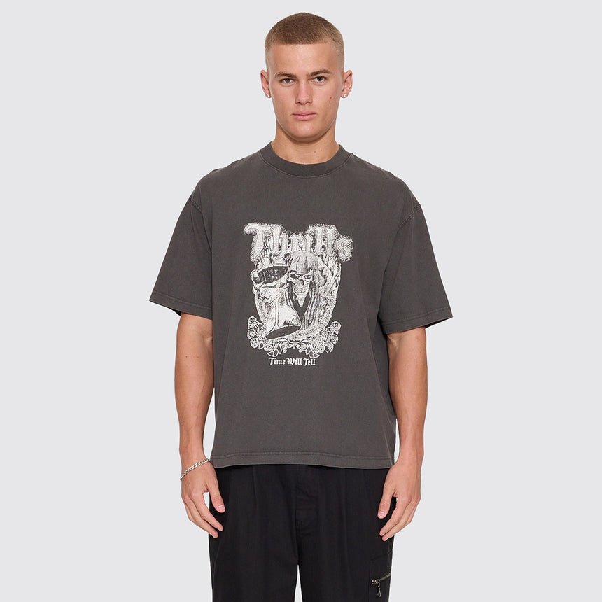 THRILLS Time Will Tell Oversize Box Crop Tee - Dark Merch Black