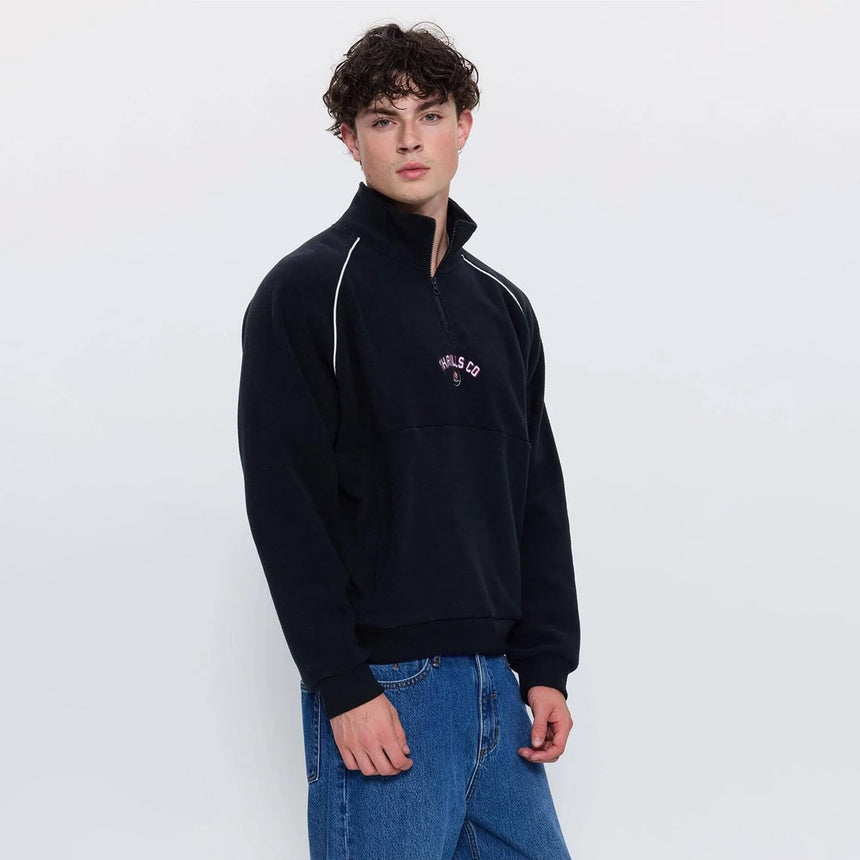 THRILLS Tournament Of Roses Quarter Zip Cropped Polar Fleece - Washed Black