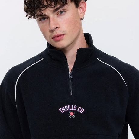 THRILLS Tournament Of Roses Quarter Zip Cropped Polar Fleece - Washed Black