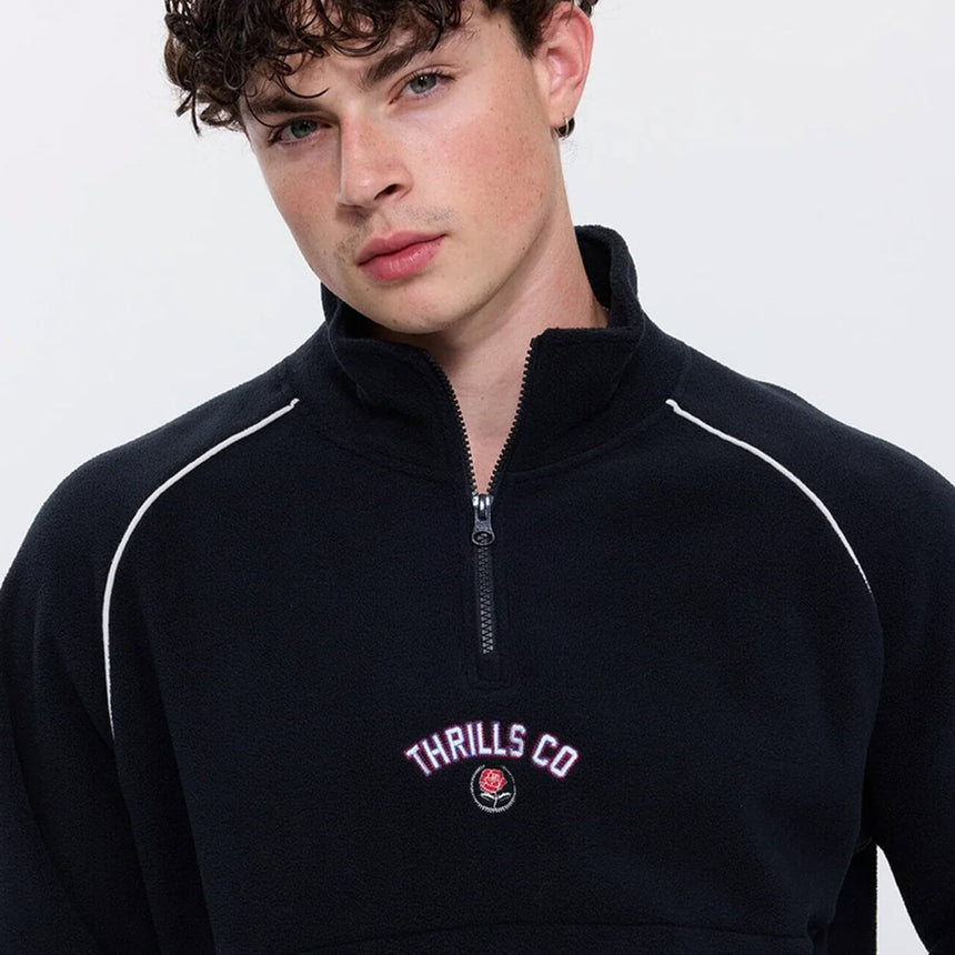 THRILLS Tournament Of Roses Quarter Zip Cropped Polar Fleece - Washed Black