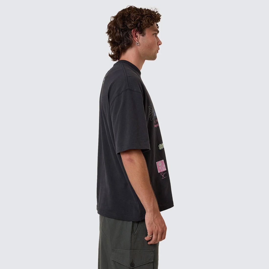 THRILLS Transmission Box Fit Oversize Short Tee - Washed Black