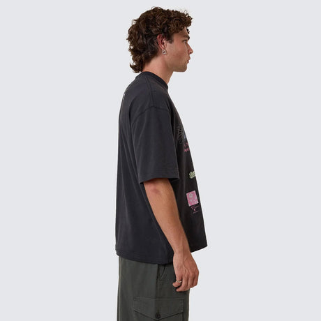 THRILLS Transmission Box Fit Oversize Short Tee - Washed Black