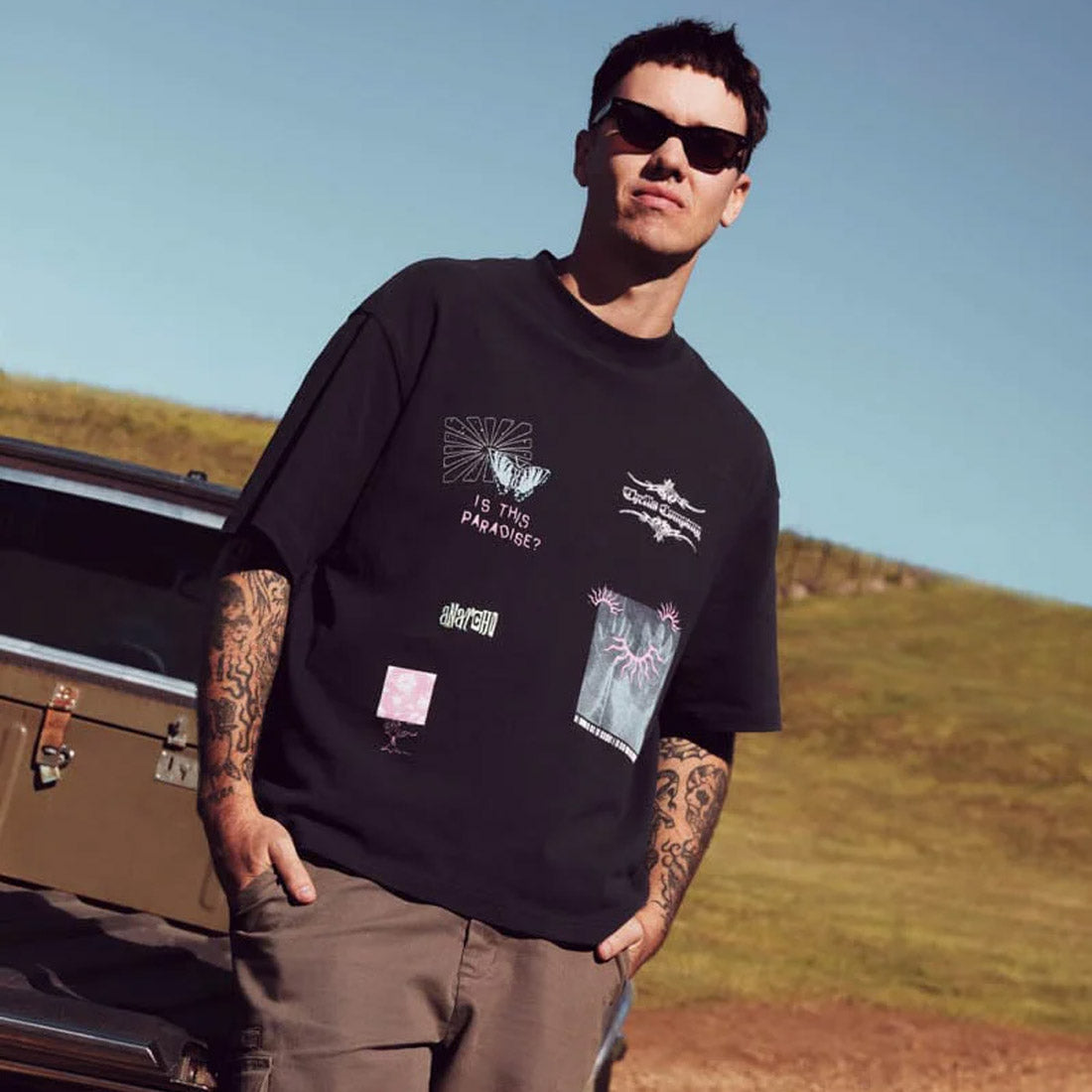 THRILLS Transmission Box Fit Oversize Short Tee - Washed Black