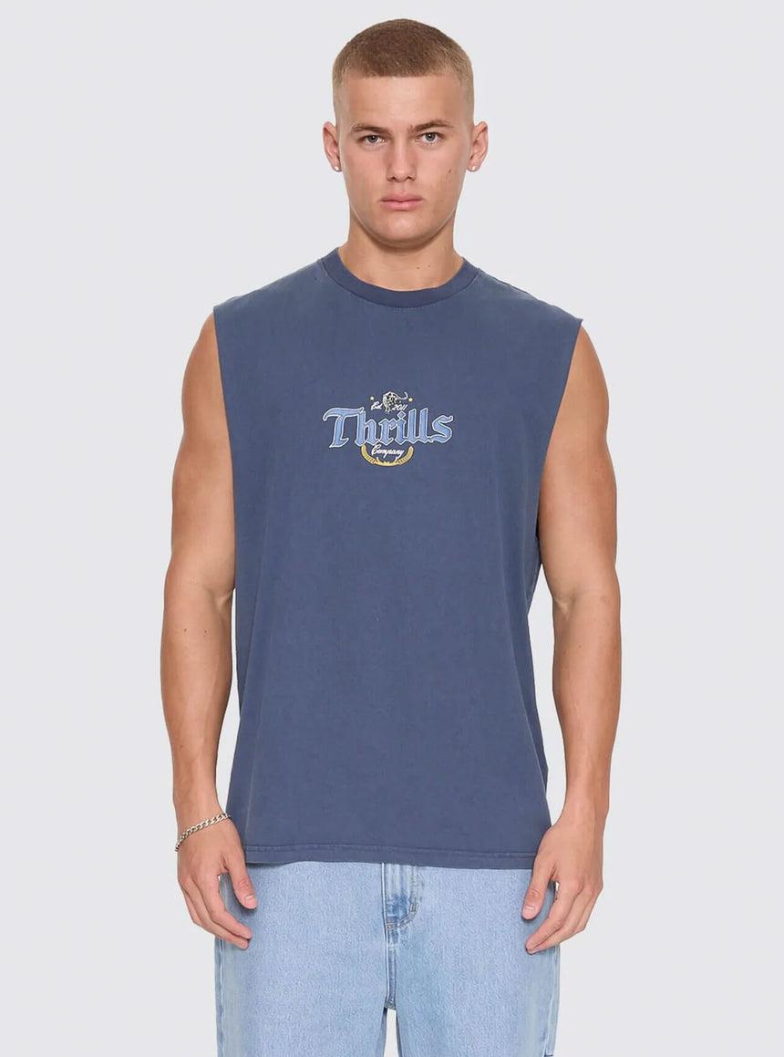 THRILLS Twist Off Merch Muscle Tee - Heritage Navy