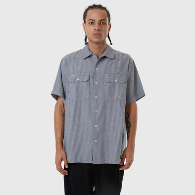 THRILLS Union Short Sleeve Stripe Work Shirt - Light Petrol